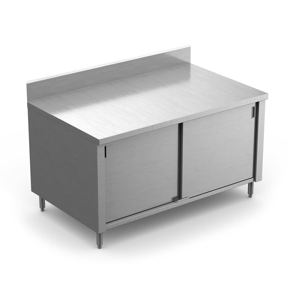 Winholt STCT-BD3036 36" Enclosed Work Table w/ Sliding Doors & 6" Backsplash, 30"D