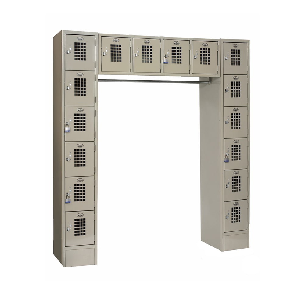 Winholt WL-16-CB 6 Tier Locker w/ Garment Bar & Grid Vented Doors