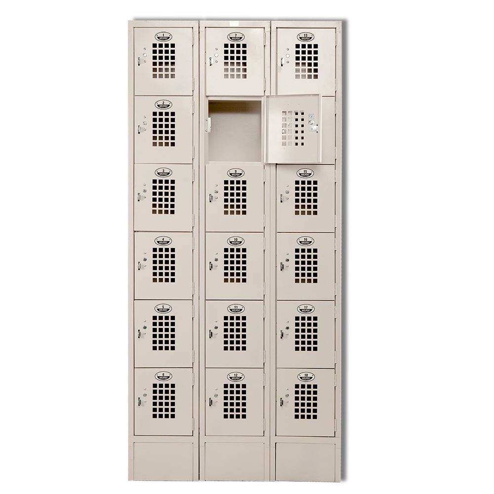 Winholt WL-618-15 3 Column Locker w/ (18) 10" x 15" x 12" Compartments, Beige