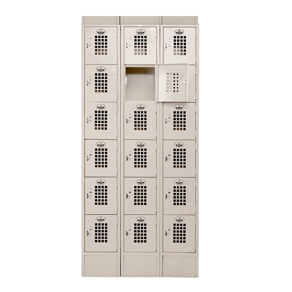 Winholt WL-618-ST 3 Column Locker w/ (18) 10" x 18" x 12" Compartments, Beige