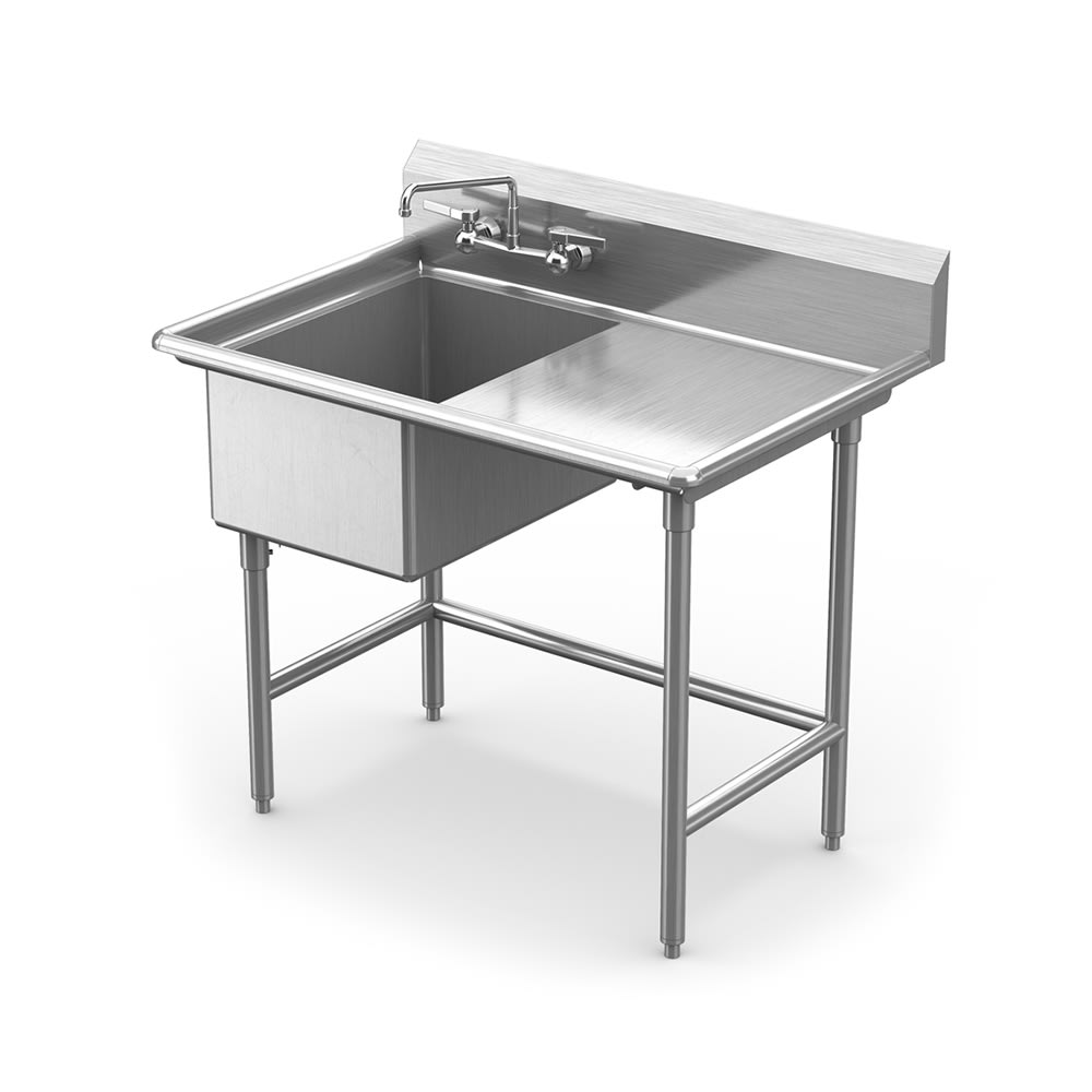 Winholt WS1T1824RD24 44 1/2" 1 Compartment Sink w/ 18"L x 24"W Bowl, 12" Deep