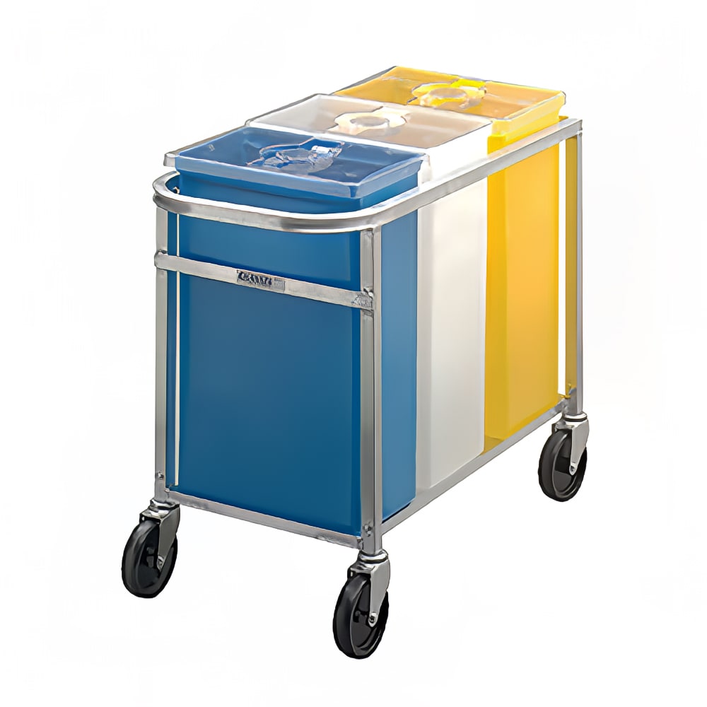 Channel Ingredient Bin, Triple, 30 Capacity, 3 Covers, White/Yellow/Blue, Aluminum Frame (123P)