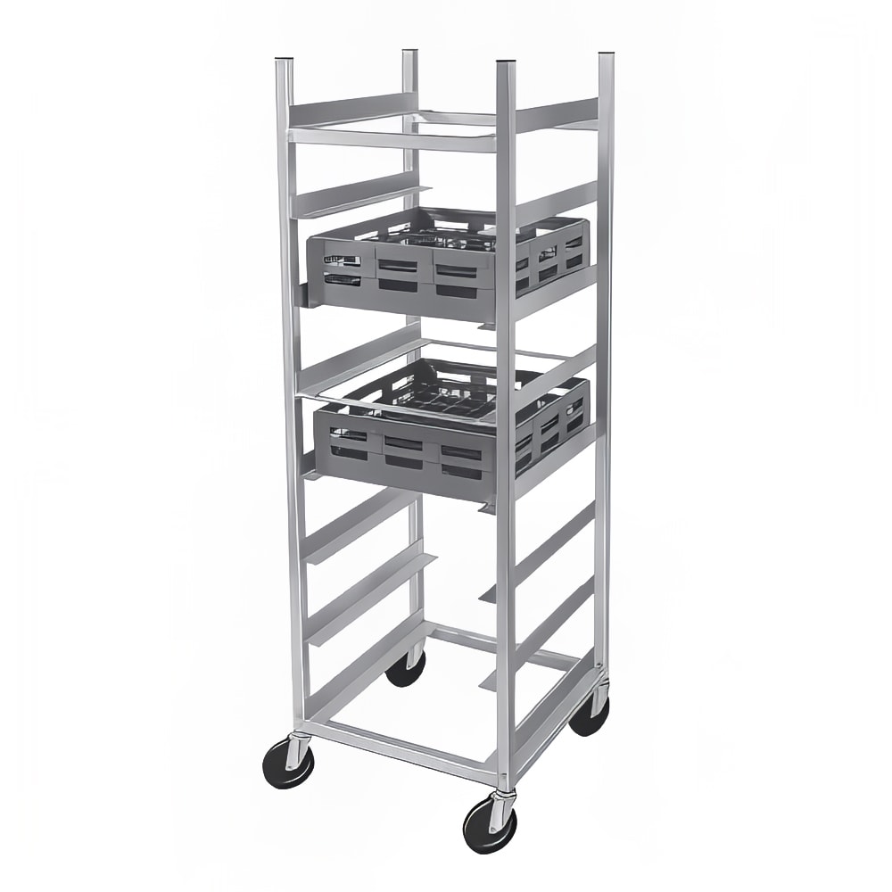 Channel 24"W Glass Rack Cart w/ (8) Glass Rack Capacity, Aluminum (AXD-GRR-8)