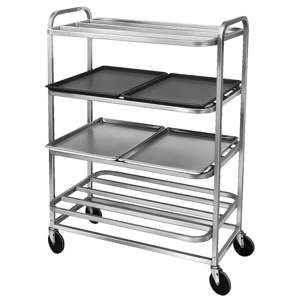 Channel 4 Level Aluminum Utility Cart w/ Flat Ledges (SM-4)