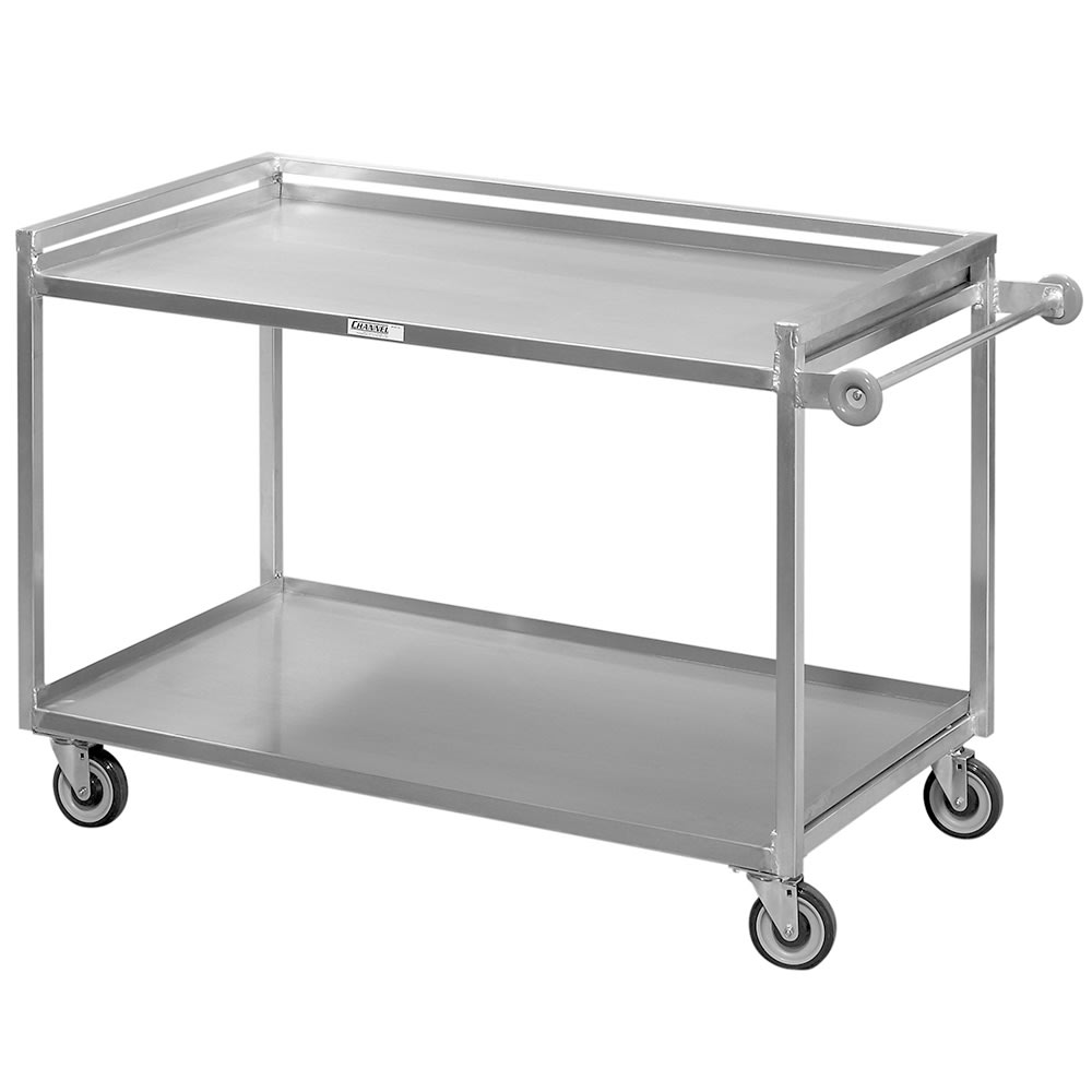 Channel 2 Level Aluminum Utility Cart w/ 1000 lb Capacity, Raised Ledges (TDC2937A-2)