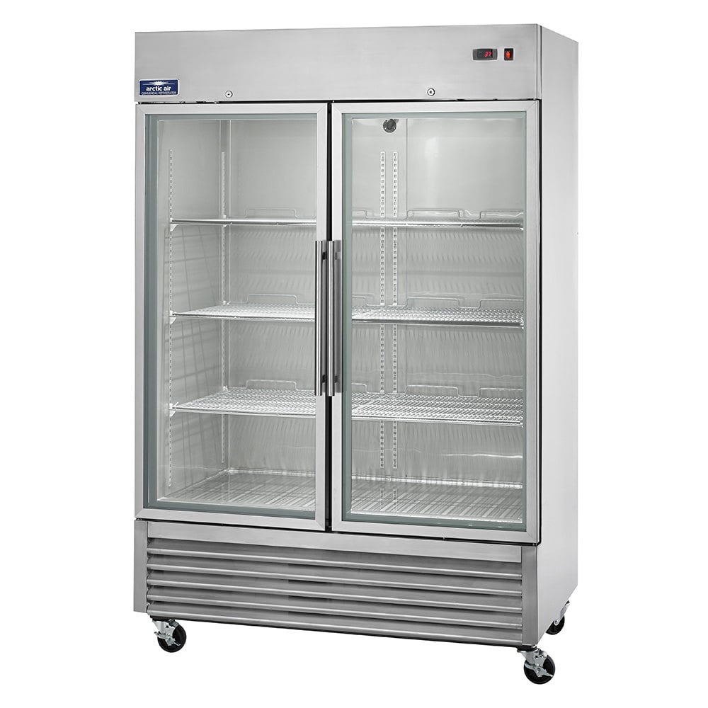 Arctic Air AGR49 54" Two Section Reach In Refrigerator, (2) Left/Right Hinge Glass Doors, 115v