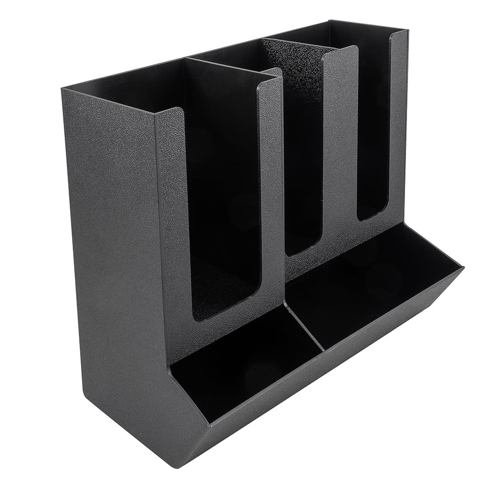 Cal-Mil 1013 Straw & Lid Organizer w/ 3 Sections, 13 1/4 x 7 1/4 x 11", Black