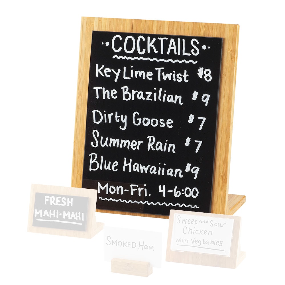 Cal-Mil 1103-811-60 Tabletop WriteOn Menu Board - 10 3/10" x 11 3/4", Bamboo