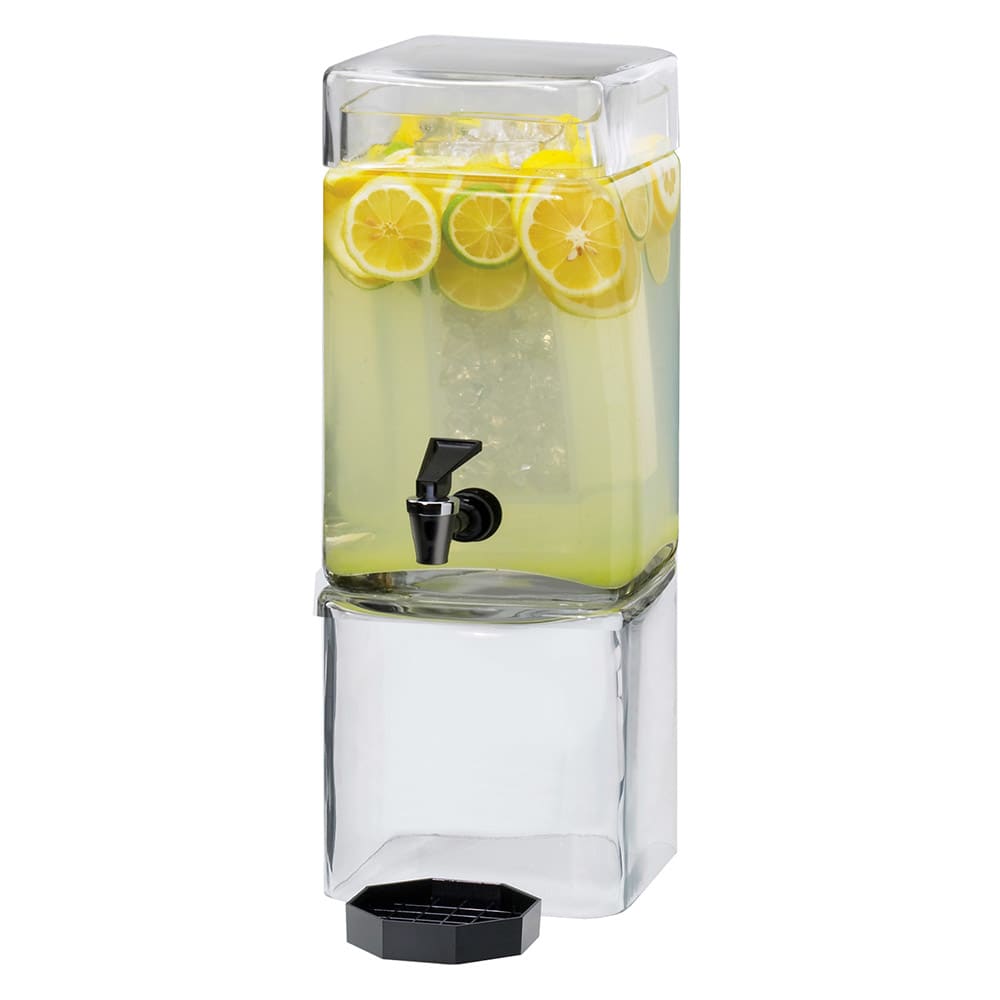Cal-Mil 1112-1 1 1/2 Gallon Square Glass Beverage Dispenser w/ Ice Chamber - Clear