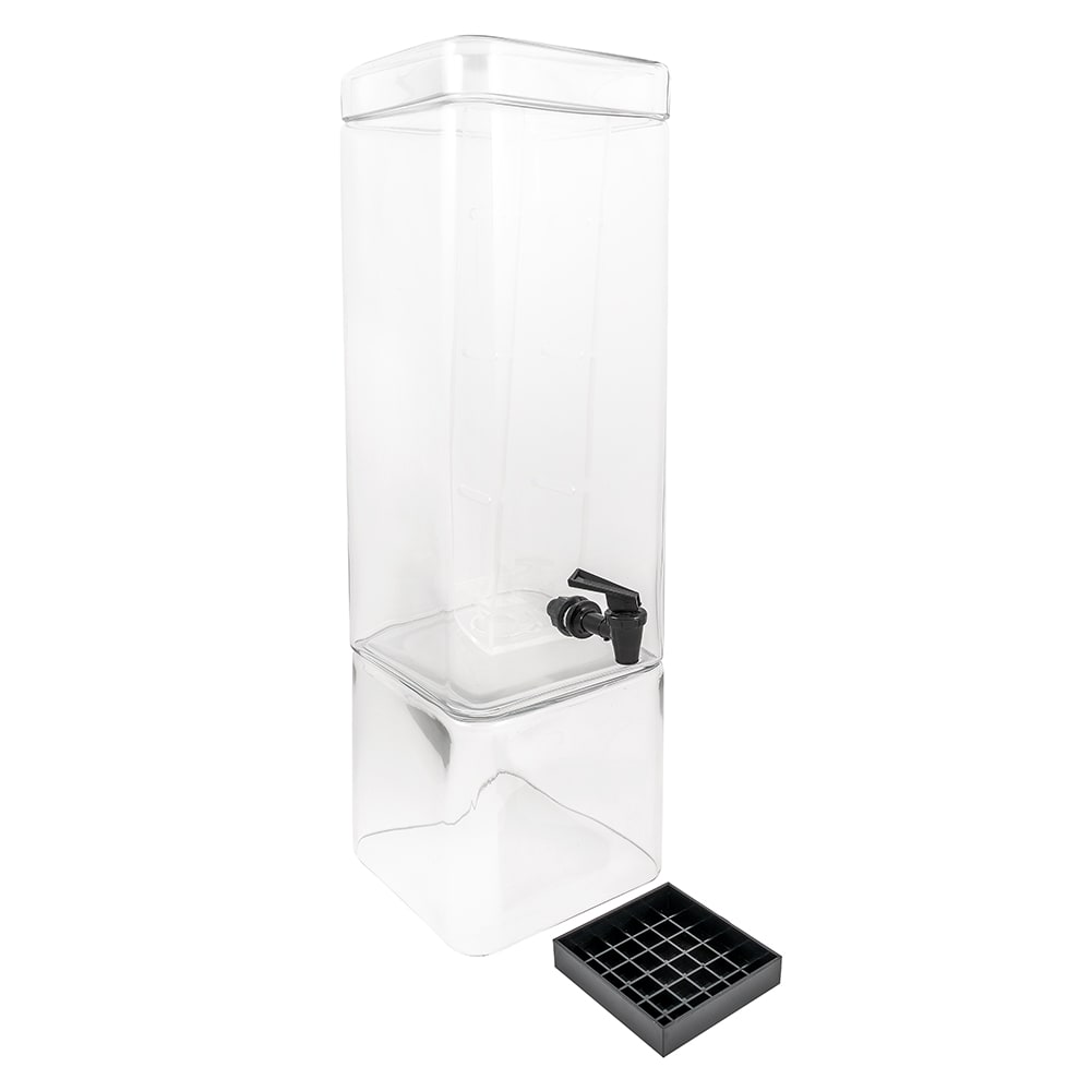 Cal-Mil 1112-3INF 3 Gallon Square Glass Beverage Dispenser w/ Infusion Chamber - Clear