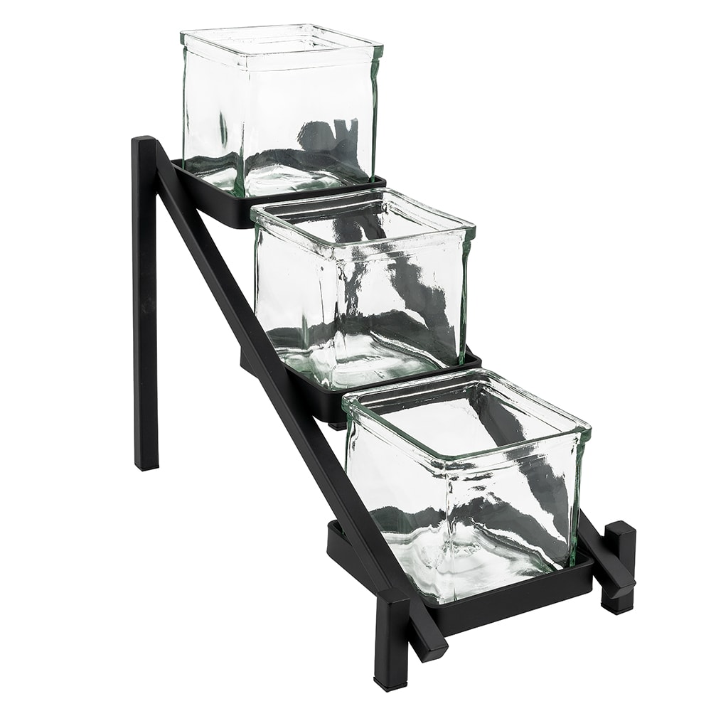 Cal-Mil 1149-13 Rectangular 3 Compartment Condiment Jar Display - Clear/Black