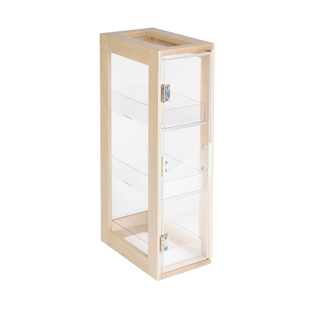 Cal-Mil 1204-71 3 Tier Bread Case w/ Hinged Door - 8"W x 13"D x 20 1/2"H, Acrylic & Maple Wood