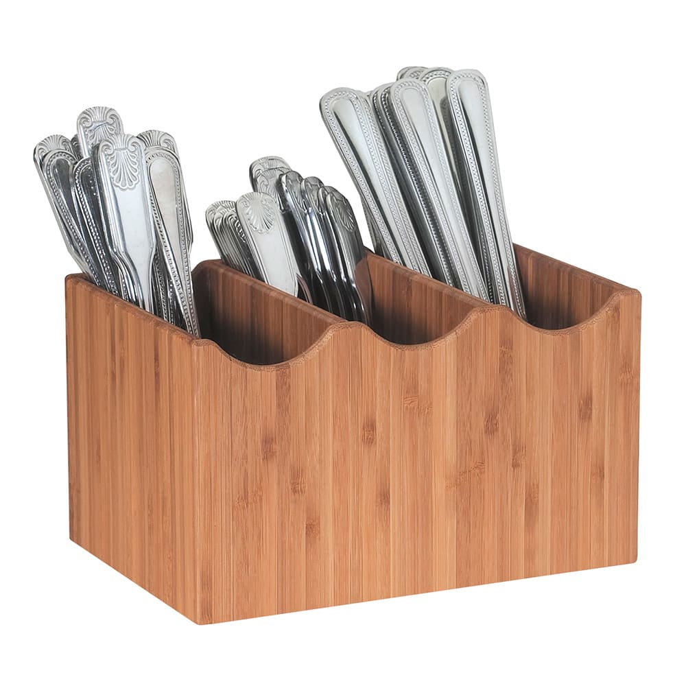 Cal-Mil 1244 Bamboo Cutlery Holder w/ 3 Slots, 8 1/4 x 5 1/2 x 4 3/4" High
