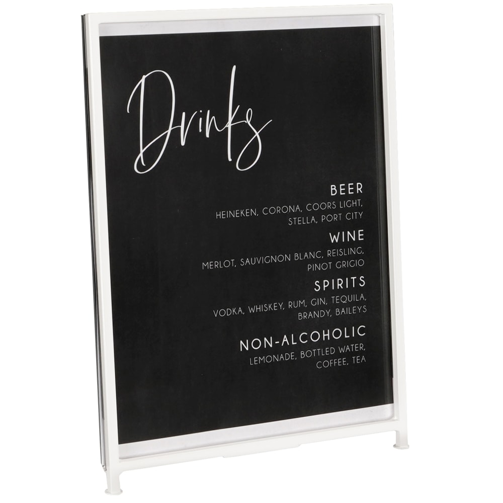 Cal-Mil 1264-15 Tabletop Sign Holder - 8 1/2" x 11", Acrylic/White Iron Frame