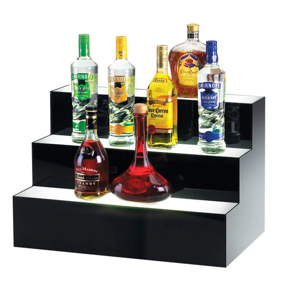 Cal-Mil 1269 3 Tier Lighted Bottle Display - Acrylic, Black