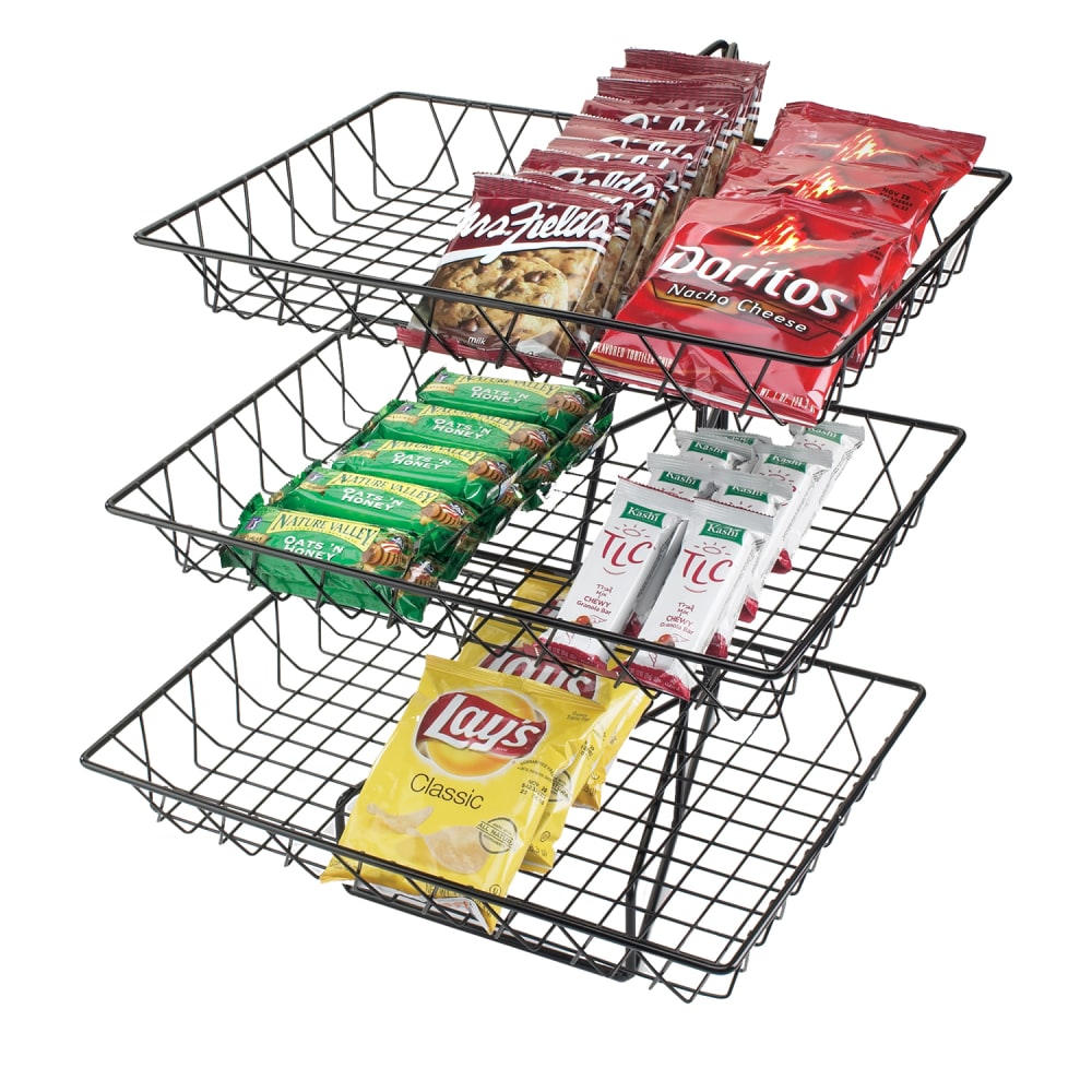 Cal-Mil 1291-3 3 Tier Display & Server Stand w/ Wire Baskets, 18 x 22" H, Black