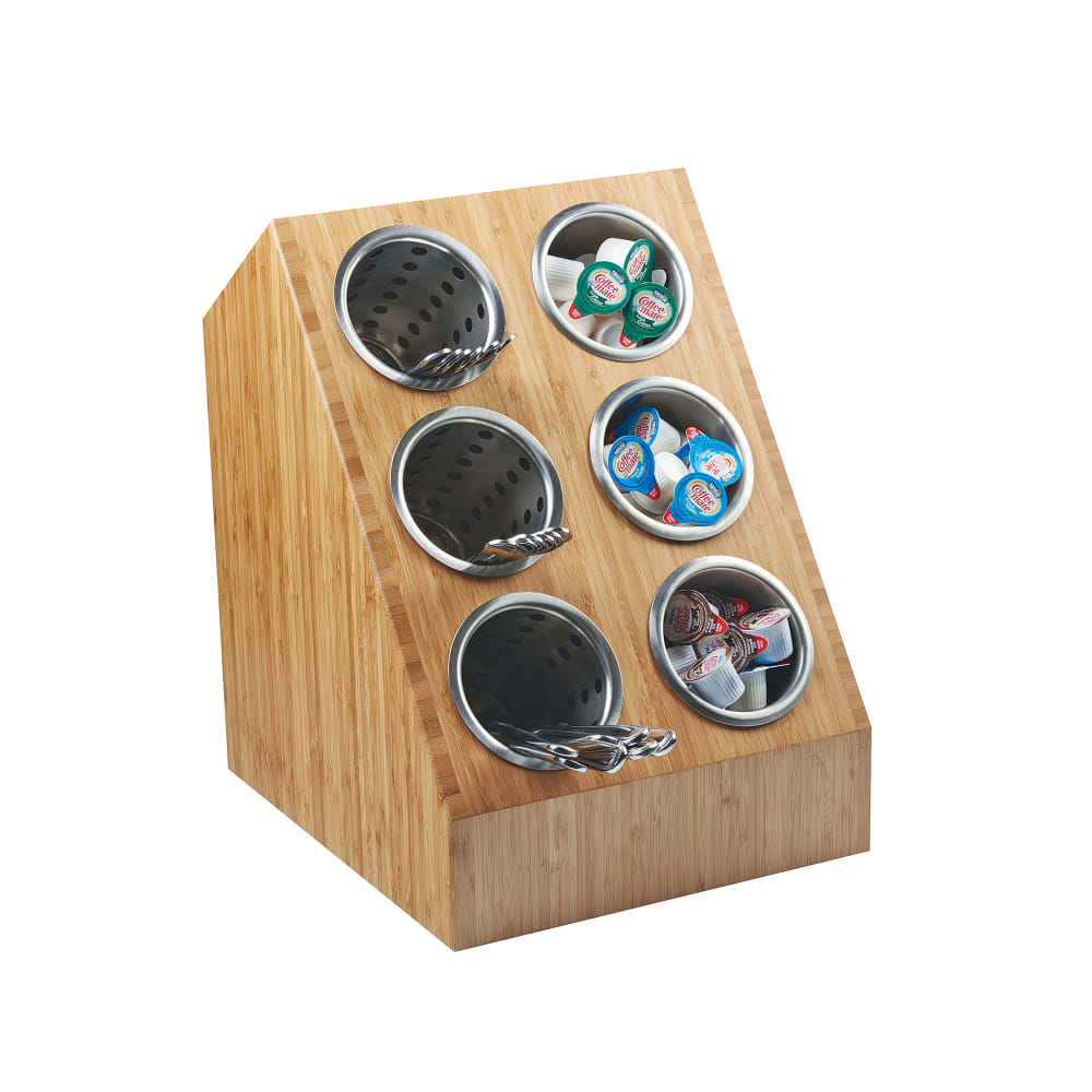 Cal-Mil 1426-60 6 Section Flatware Cylinder Holder - 12"W x 14"D x 16 1/4"H, Wood