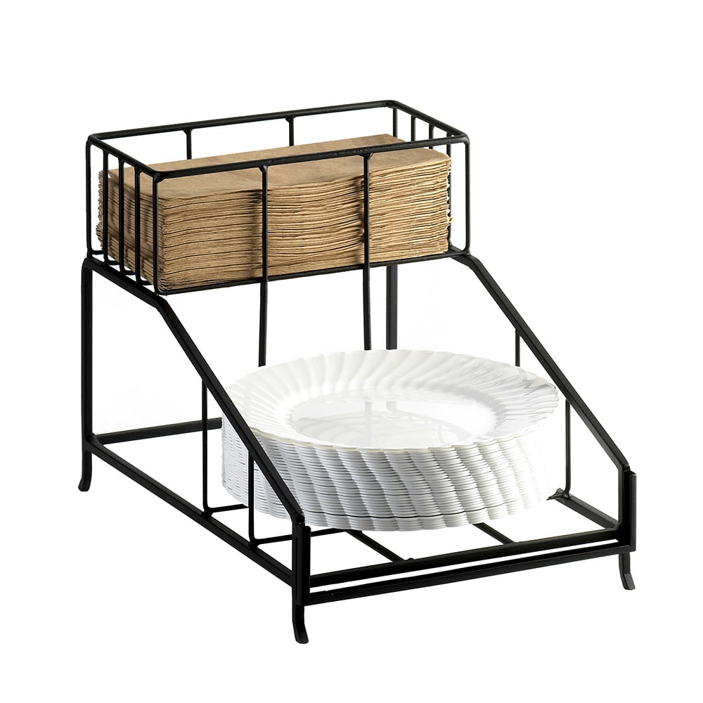 Cal-Mil 1455 9 1/2" Countertop Napkin/Plate Display - Wire, Black