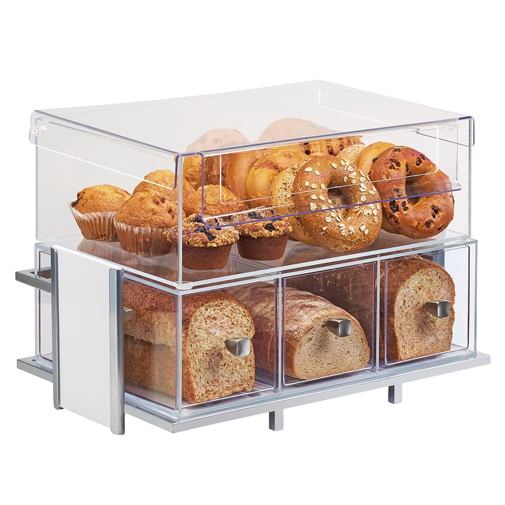 Cal-Mil 1471-15SET 4 Section Pastry Display Case - Silver Metal & White Bamboo Frame