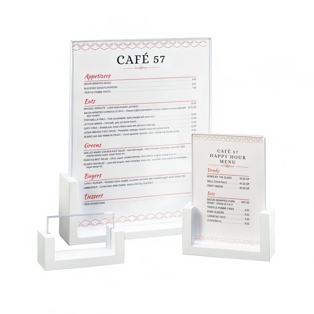 Cal-Mil 1510-811-15 Tabletop Menu Card Holder - 8 1/2" x 11", Bamboo, White