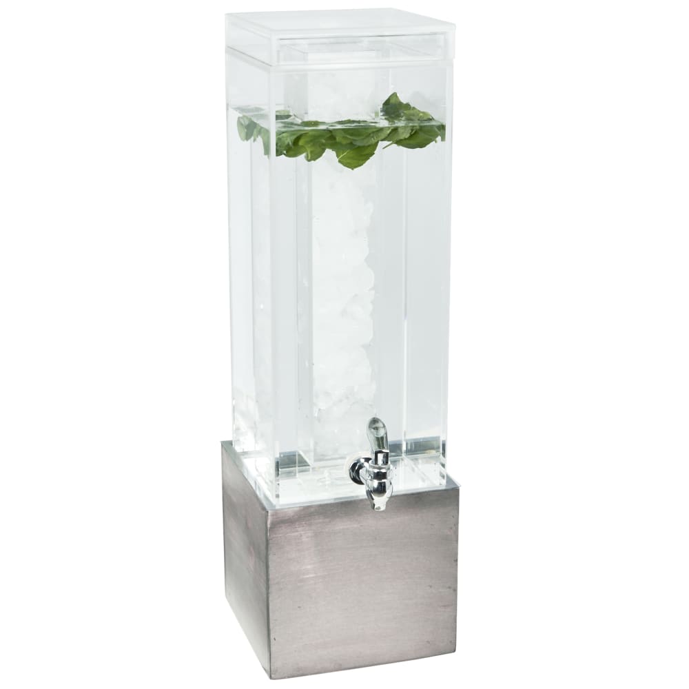 Cal-Mil 1527-3-110 3 gal Beverage Dispenser w/ Ice Chamber & Drip Tray - Clear Plastic Container/Gray Washed Base