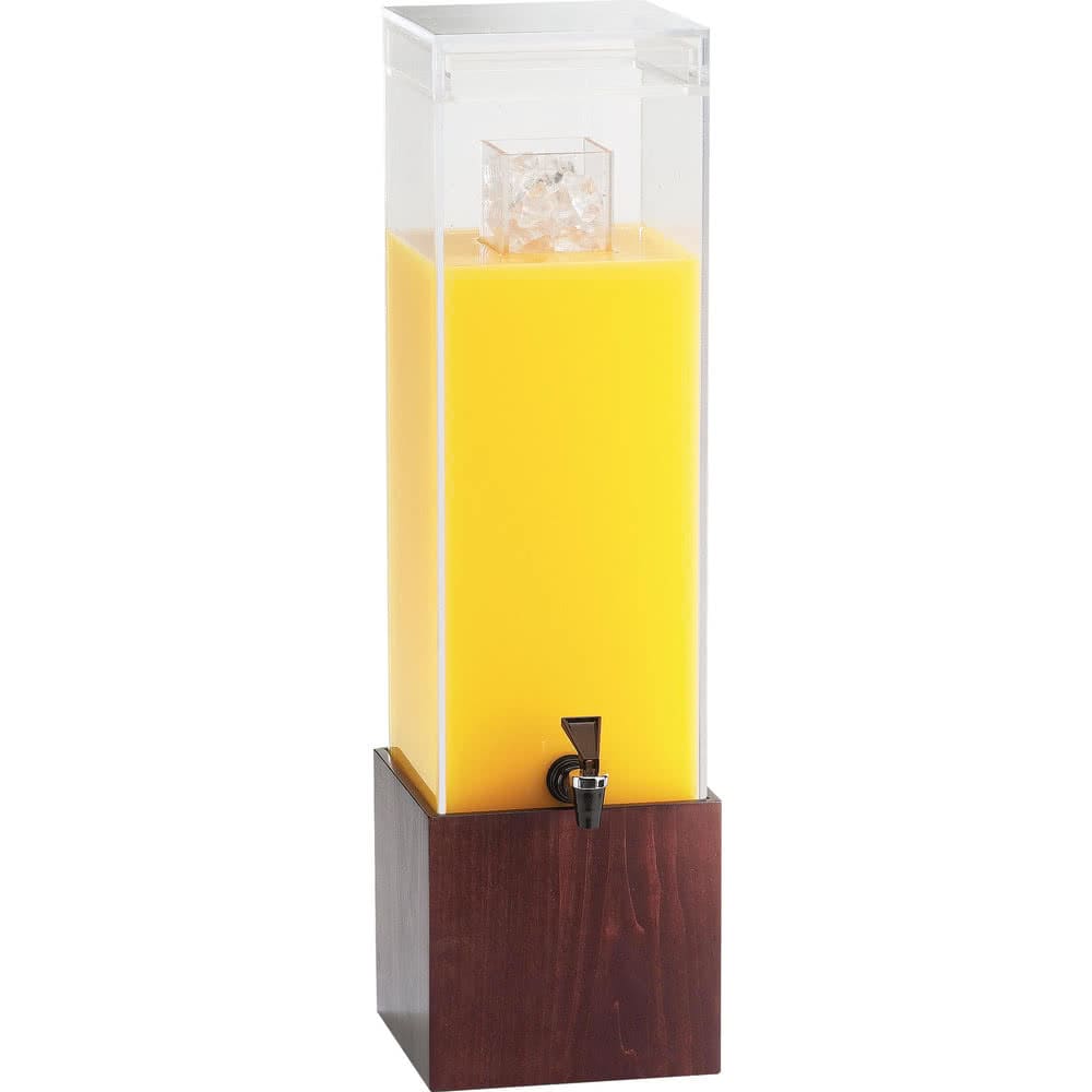Cal-Mil 1527-3-52 3 gal Beverage Dispenser w/ Ice Tube - Plastic Container, Dark Wood Base