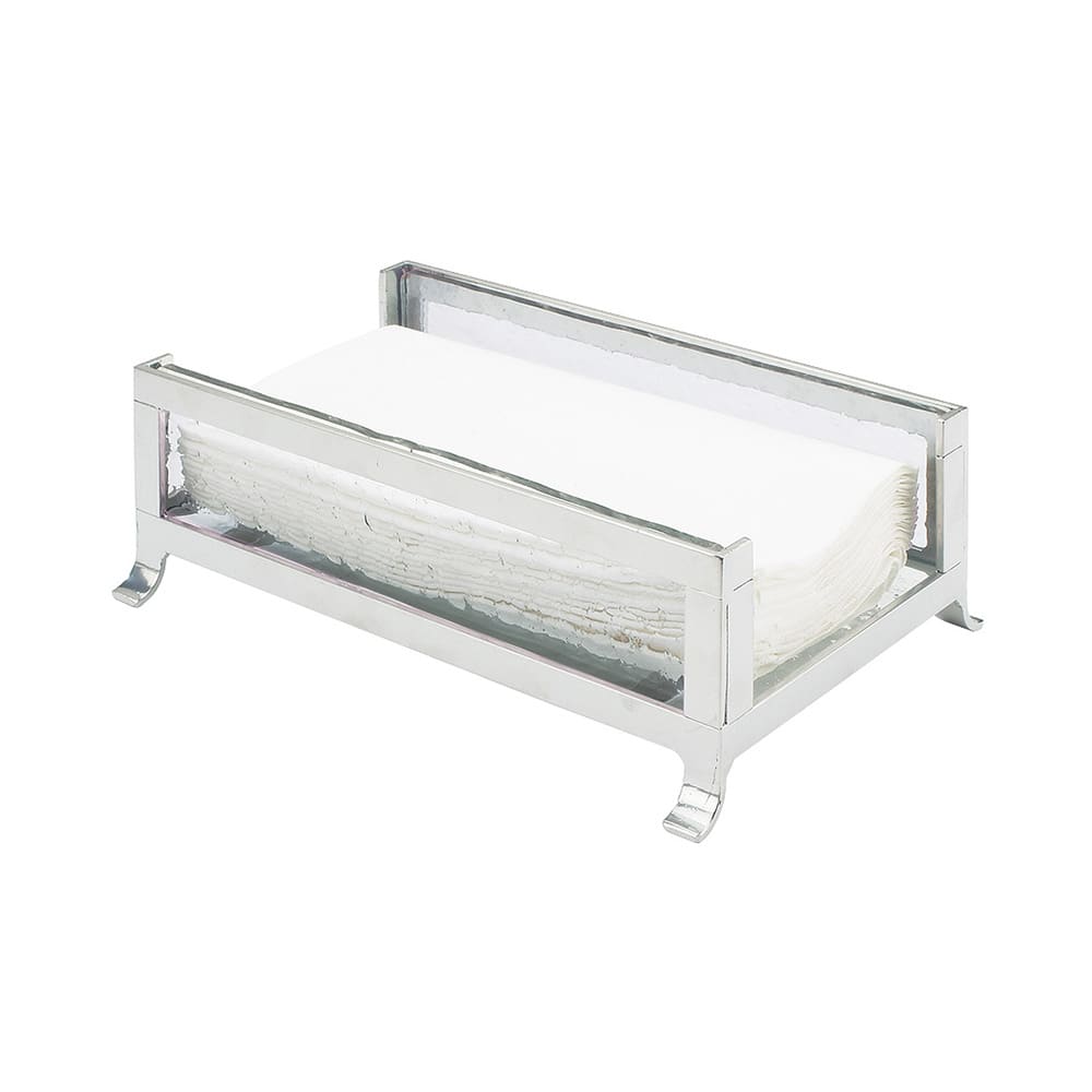 Cal-Mil 1595-33 Soho Napkin Holder for 4" x 8" Napkins - Silver Frame w/ Faux Glass