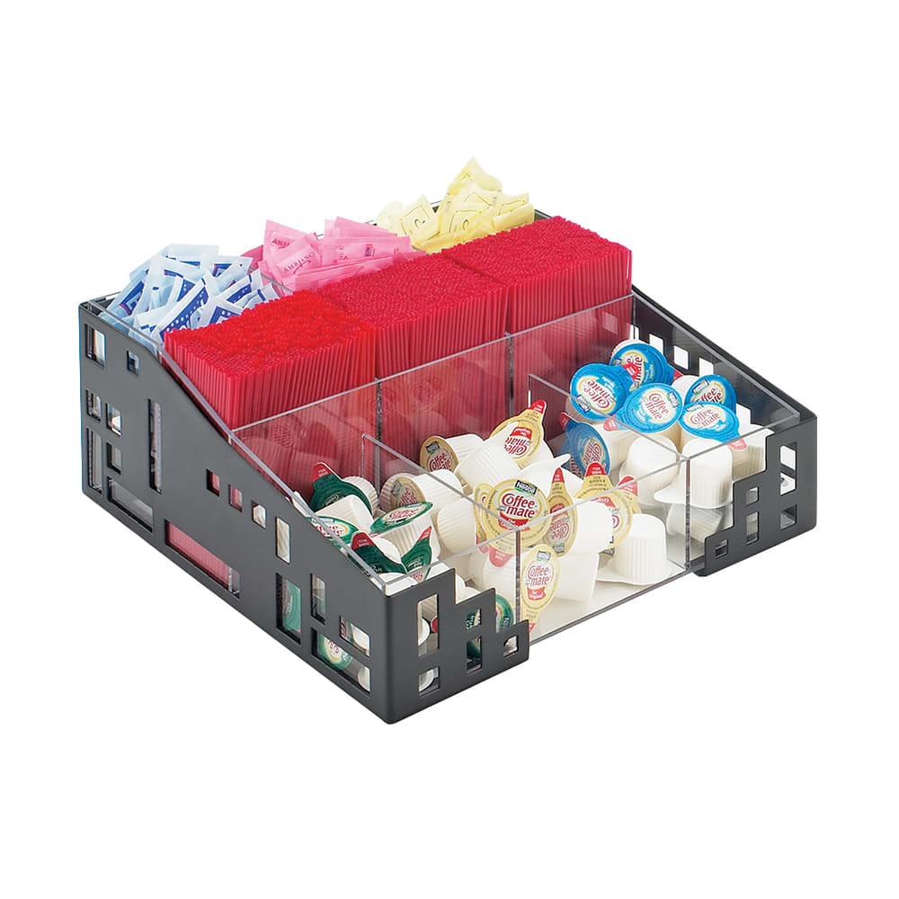 Cal-Mil 1616-13 Squared Condiment Organizer, 12 x 12 x 5 1/4", Black
