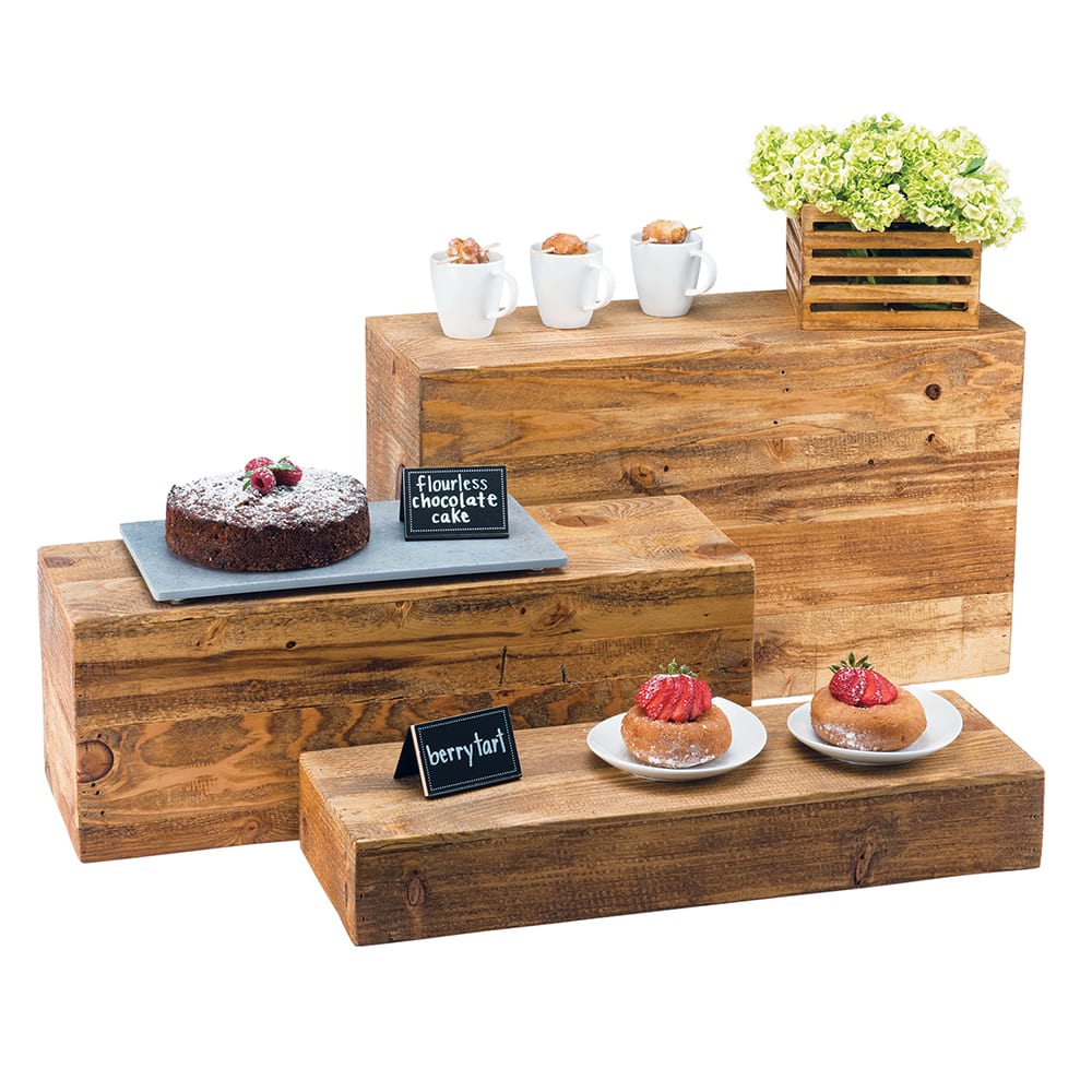 Cal-Mil 166-3-99 Rectangular Display Riser Tray - 20 1/2"L x 7"W x 3 1/4"H, Reclaimed Wood