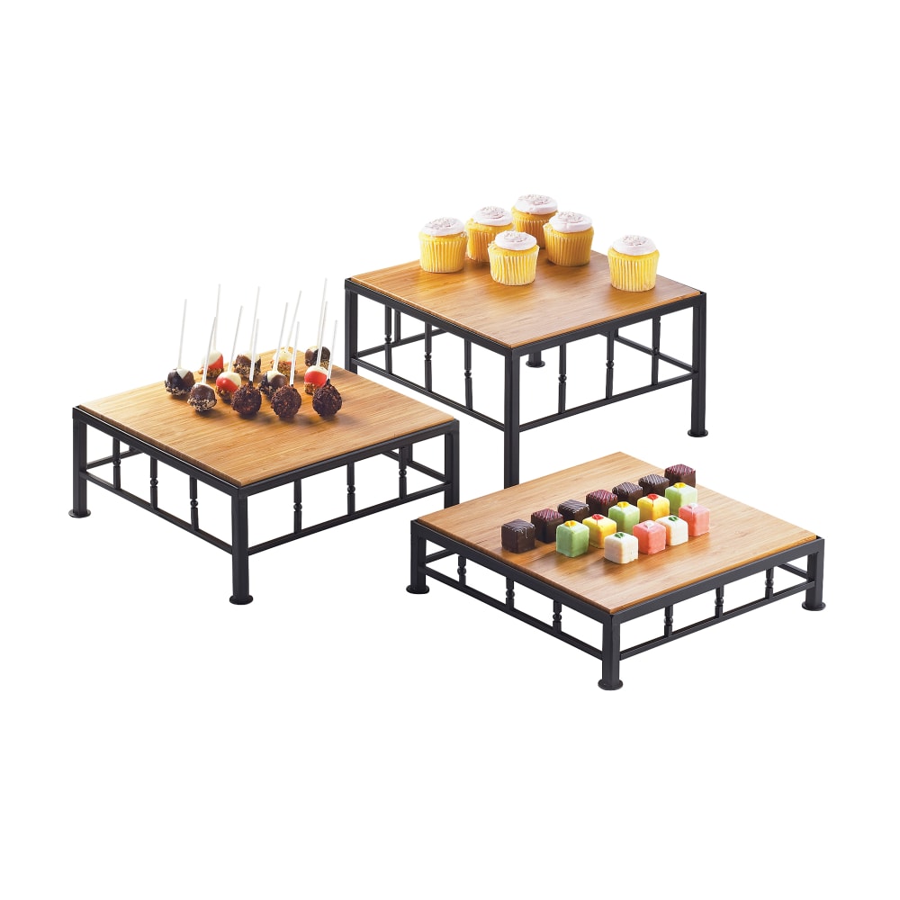 Cal-Mil 1711-5-60 12" Square Riser - 5"H, Iron Frame/Bamboo Top