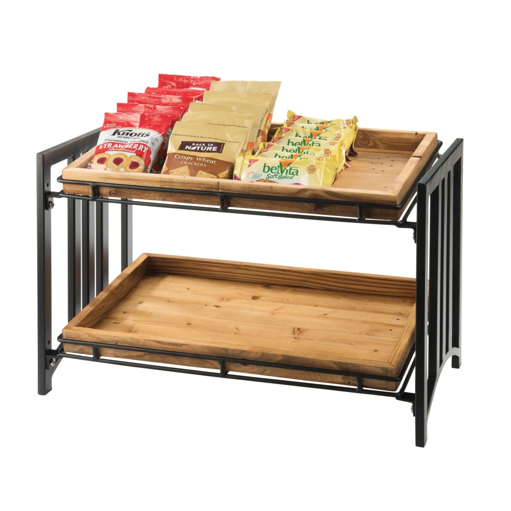 Cal-Mil 1722 2 Tier Display Stand w/ Slanted Shelves - 23"W x 13"D x 15"H, Metal, Black
