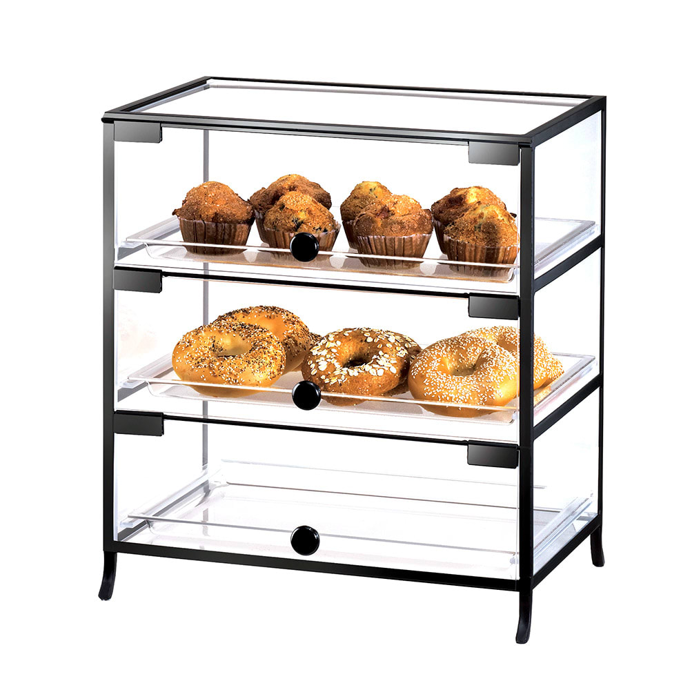Cal-Mil 1735-1318 3 Door Elite Display Case w/ (3) 13 x 18" Trays & Acrylic Body