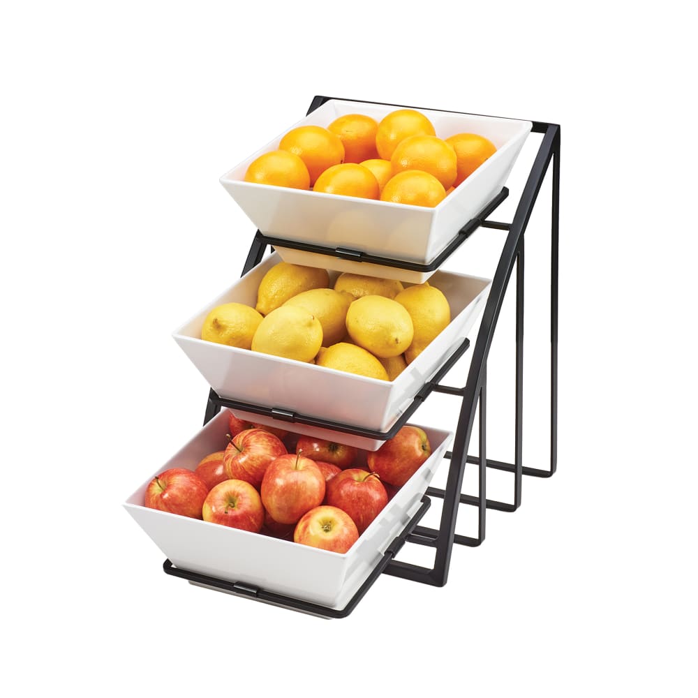 Cal-Mil 1750-13 3 Tier Display Stand for Square Bowls - 12"W x 19"D x 13 1/2"H, Metal, Black