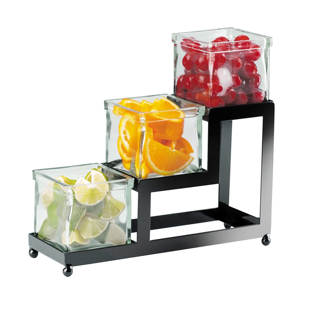 Cal-Mil 1803-4-13 Rectangular 3 Compartment Condiment Jar Display - Clear/Black