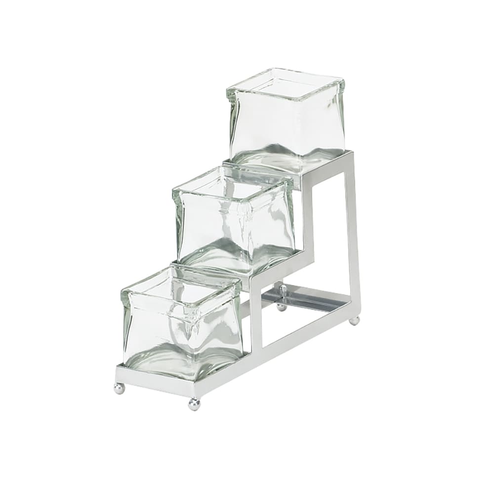 Cal-Mil 1803-4-49 Rectangular 3 Compartment Condiment Jar Display - Clear/Silver