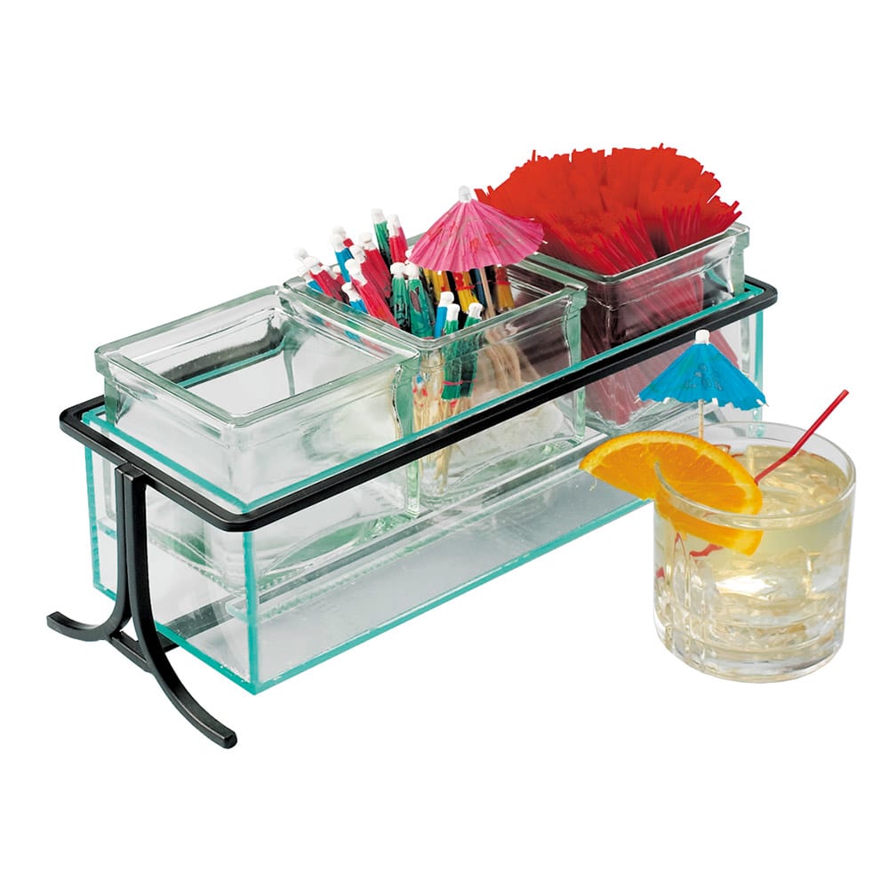 Cal-Mil 1806-5-13 Rectangular 3 Compartment Condiment Jar Display - Clear/Black