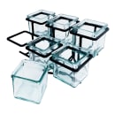 Cal-Mil 1809-13 Rectangular 6 Compartment Condiment Jar Display - Clear/Black thumbnail 2