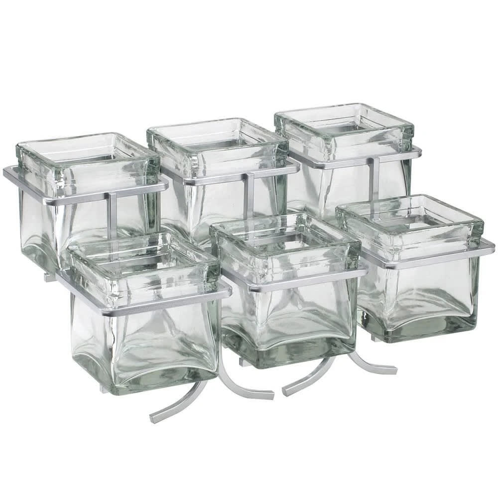 Cal-Mil 1809-39 Rectangular 6 Compartment Condiment Jar Display - Clear/Silver