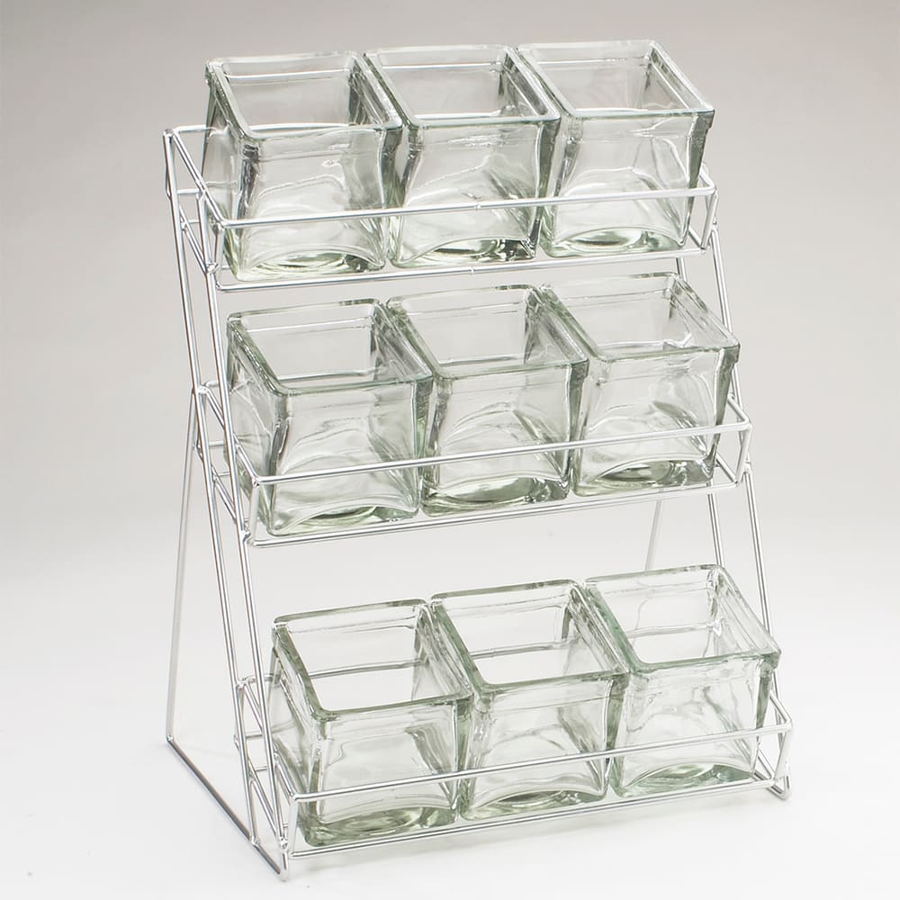 Cal-Mil 1812-39 Rectangular 9 Compartment Condiment Jar Display - Clear/Silver