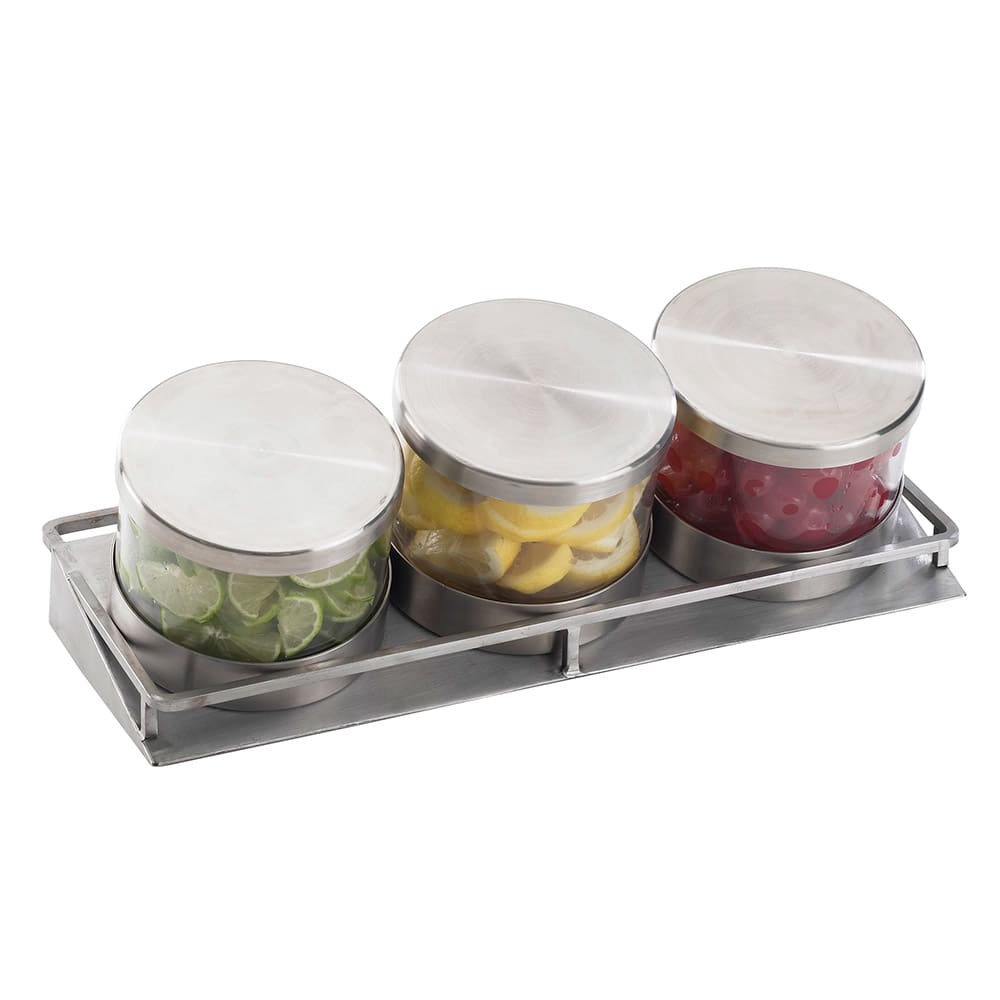 Cal-Mil 1850-5-55 (3) Compartment Bar Garnish Tray - Lift Off Lid