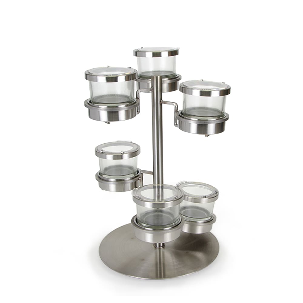 Cal-Mil 1858-4-55HL Dipper Style Condiment Dispenser w/ (6) Compartments, Stainless