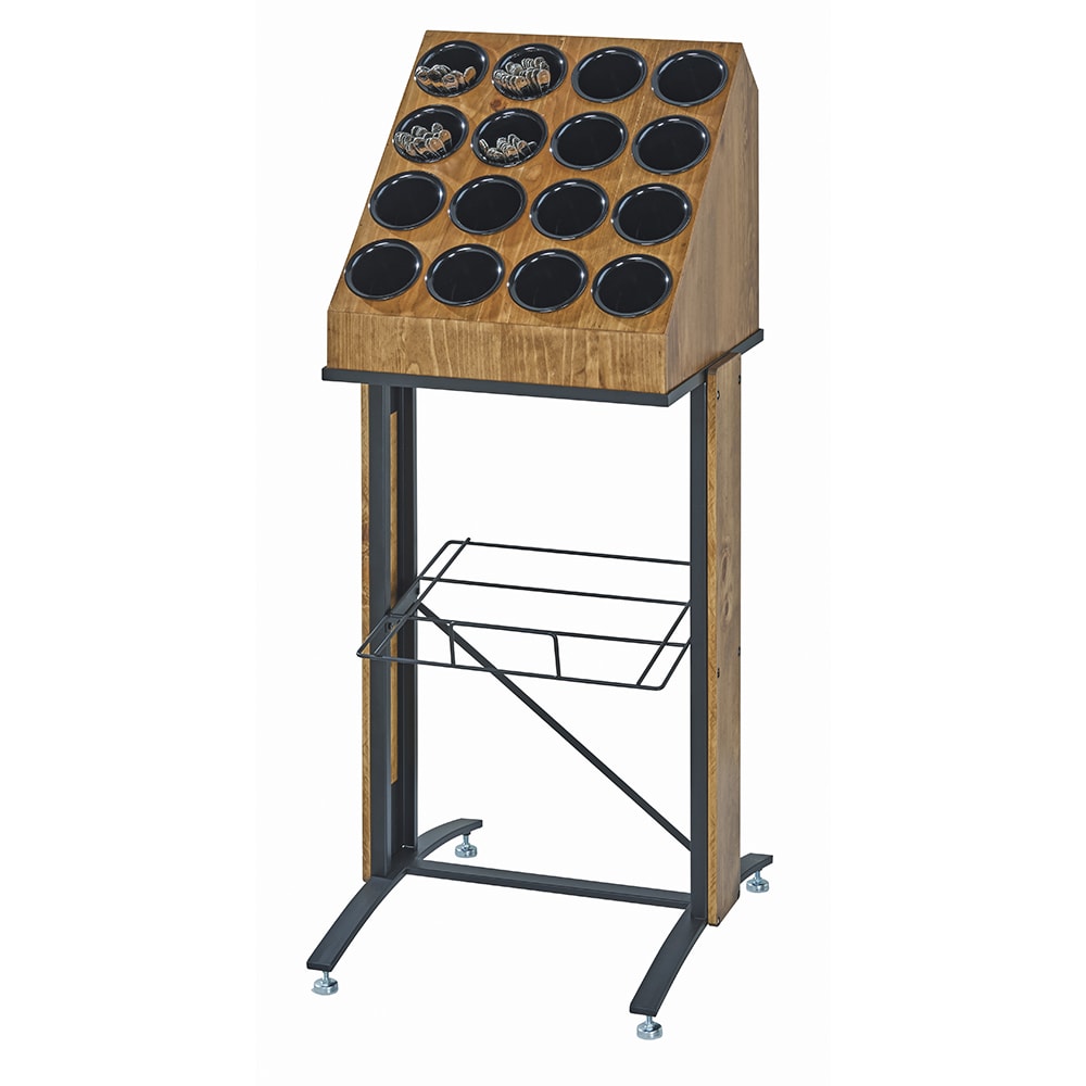 Cal-Mil 2003-99 16 Compartment Flatware Cylinder Holder Frame - 36"H, Wood, Brown