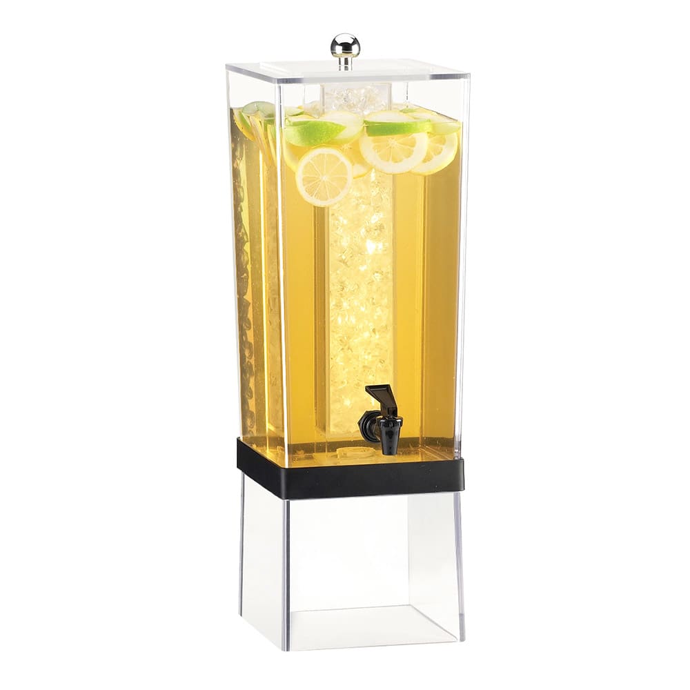 Cal-Mil 2016-13 3 gal Beverage Dispenser w/ Ice Tube - Plastic Container, Clear/Black Base