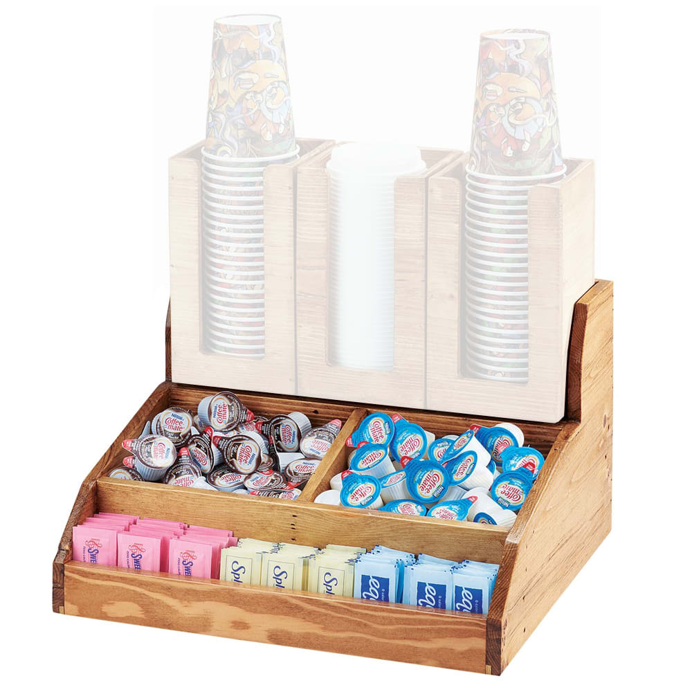 Cal-Mil 2019-99 Condiment Station w/ (3) Compartments & Top Shelf - Reclaimed Wood