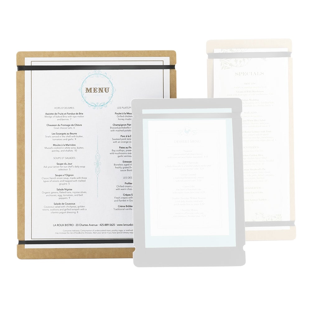 Cal-Mil 2034-811-14 Menu Board w/Flex Bands - 8" x 11", Natural
