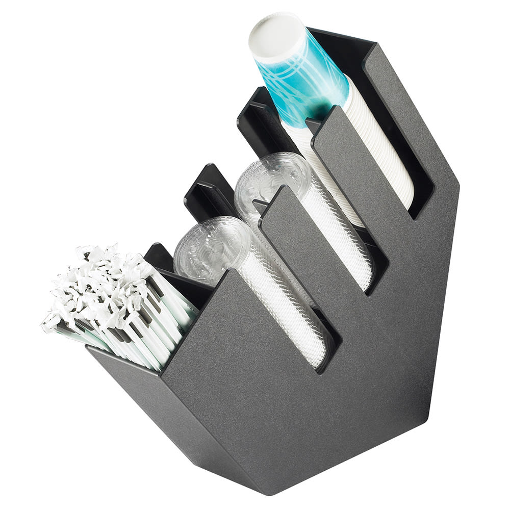 Cal-Mil 2051 4 Compartment Straw Holder - 4 3/4" x 20" x 20", Black