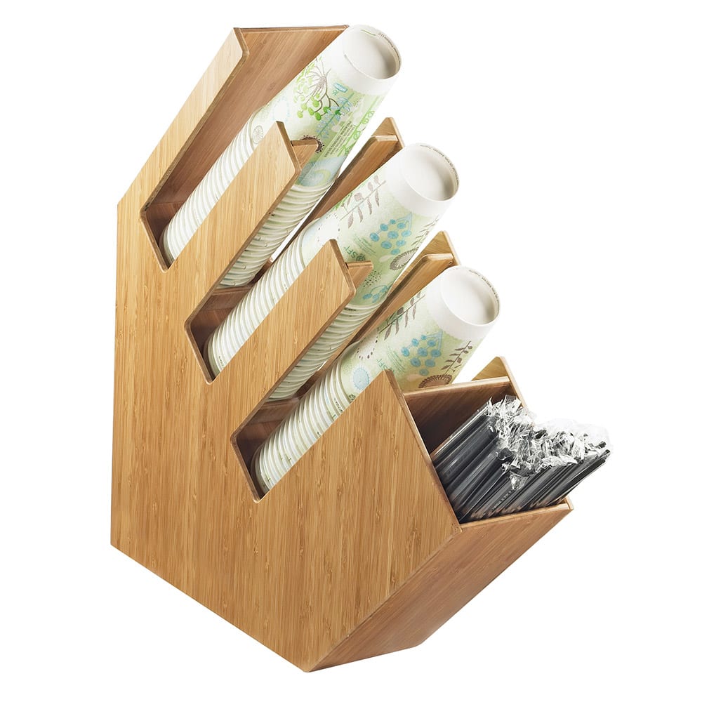 Cal-Mil 2051-60 4 Compartment Straw Holder - 4 1/2" x 20" x 19 1/2", Bamboo
