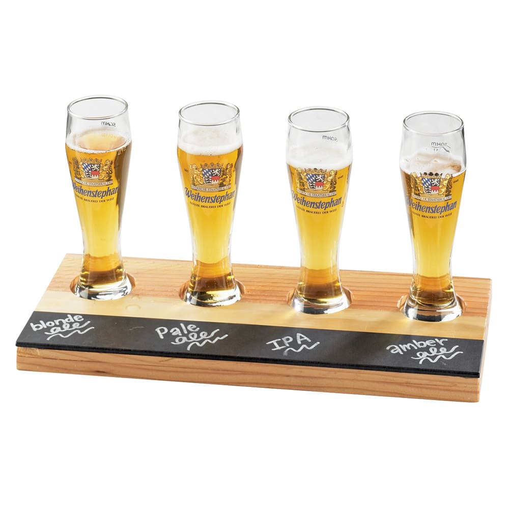 Cal-Mil 2063 Rectangular Write-On Tray Beer Flight - Natural Wood