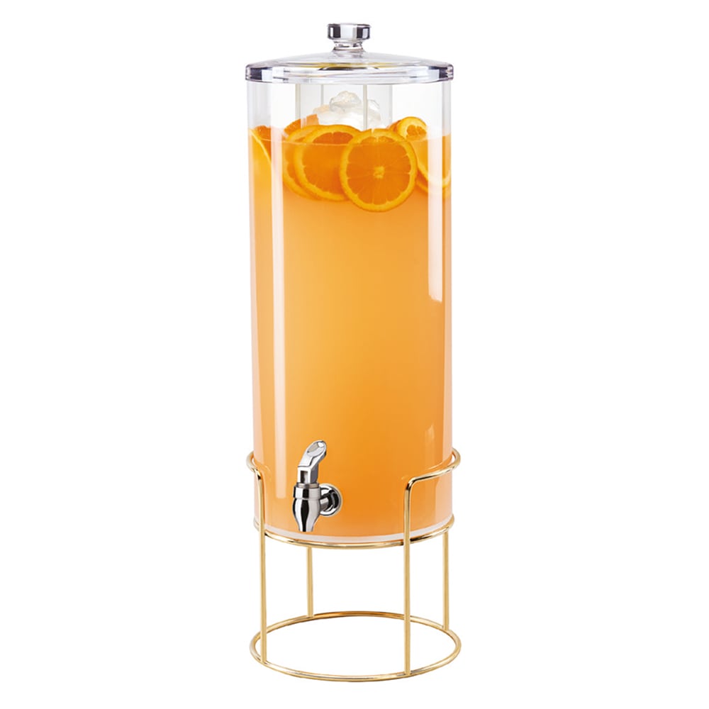 Cal-Mil 22005-5-46 5 gal Round Beverage Dispenser w/ Ice Chamber - Plastic Container, Brass Wire Base