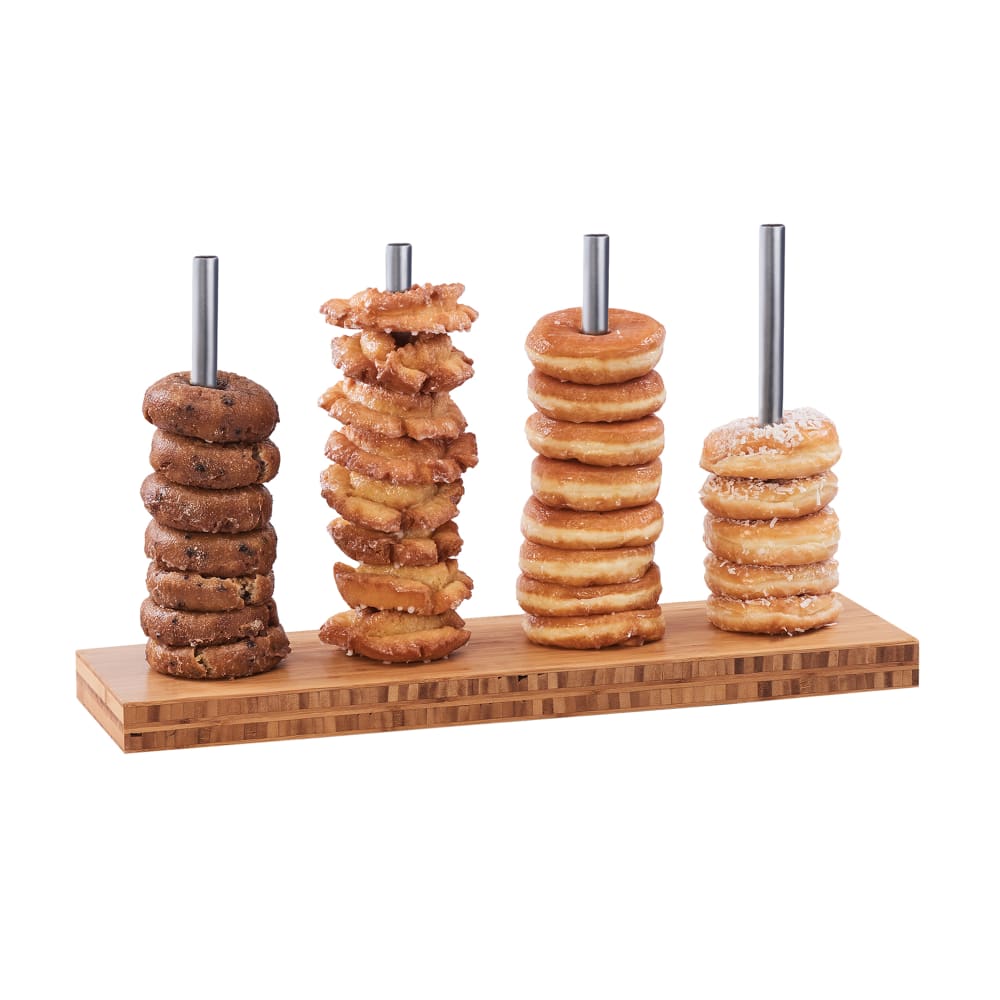 Cal-Mil 22008-4-60 4 Peg Doughnut/Bagel Display Tray - 25"W x 7"D x 13"H, Bamboo